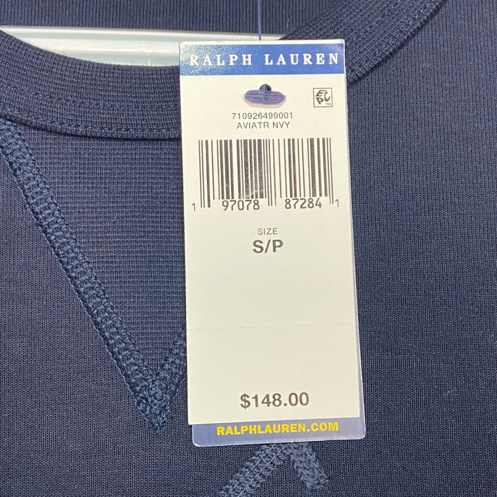 Polo Ralph Lauren Mens Small Big Pony Double-knit Sweatshirt In Aviator Navy NWT - Picture 7 of 10